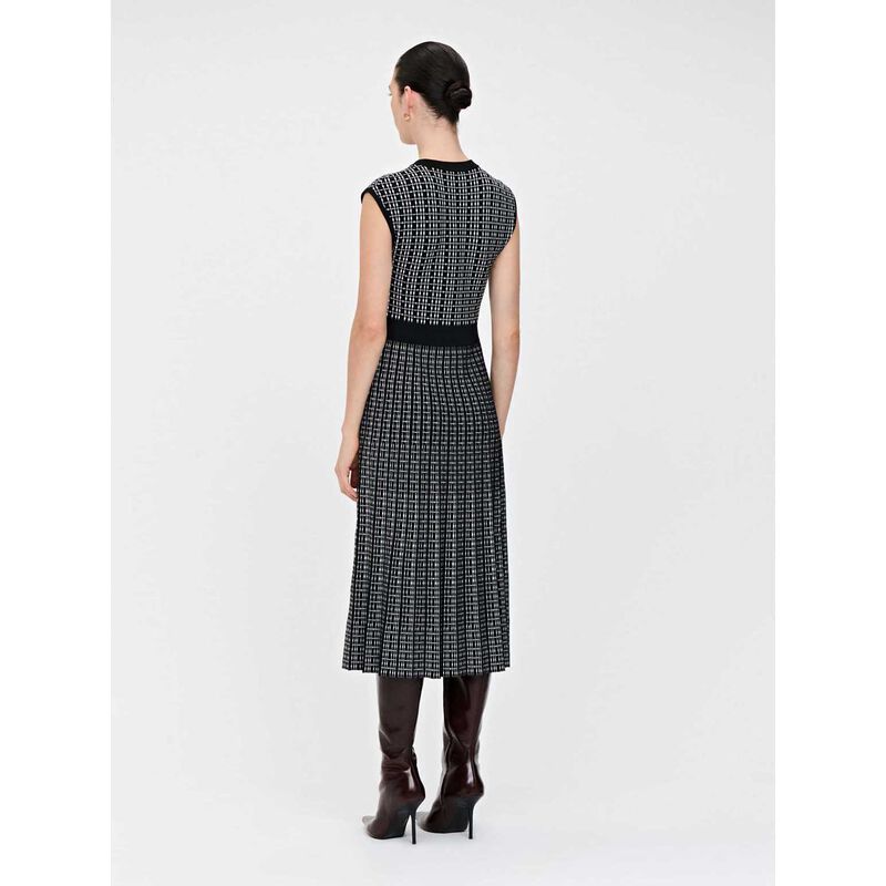 Veronika Maine Contrast Trim Pleated Knit Dress image number 1